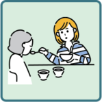 イラスト：家族の身の回りの世話をしている様子