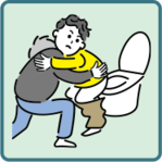 イラスト：トイレの介助をしている様子