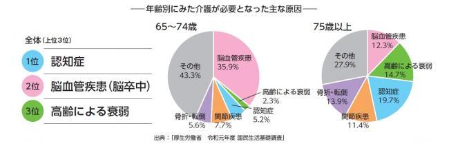 グラフ：年齢別にみた介護が必要となった主な原因