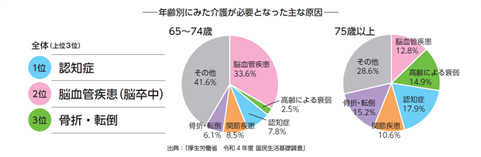 グラフ：年齢別にみた介護が必要となった主な原因
