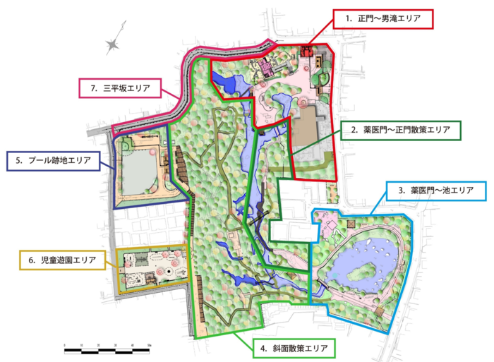 イラスト：名主の滝公園整備工事　工事エリア
