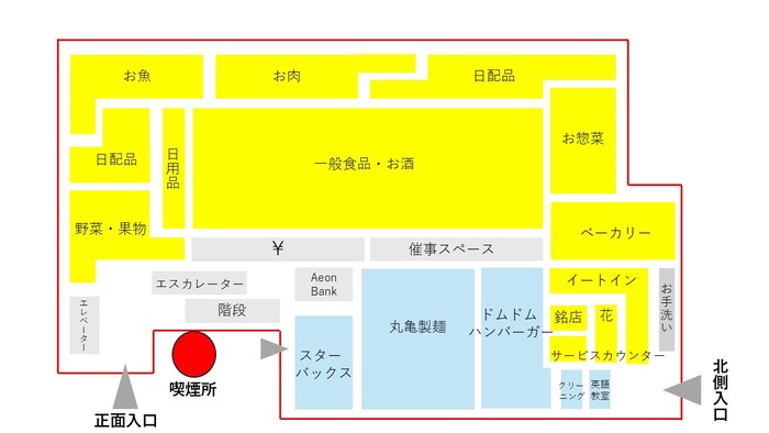 イオンスタイル赤羽(喫煙場所)の案内図
