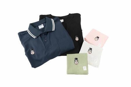 写真：事業の様子　渋沢栄一の刺繍が入った服やハンカチ