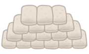 イラスト：積み上げられた土のう
