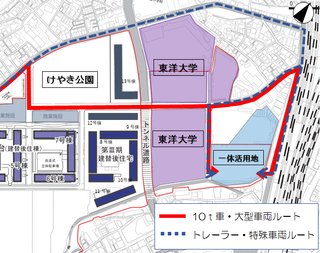 地図：東側道路擁壁の補強対策工事　進入路