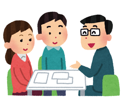 イラスト:先生に話を聞く親子