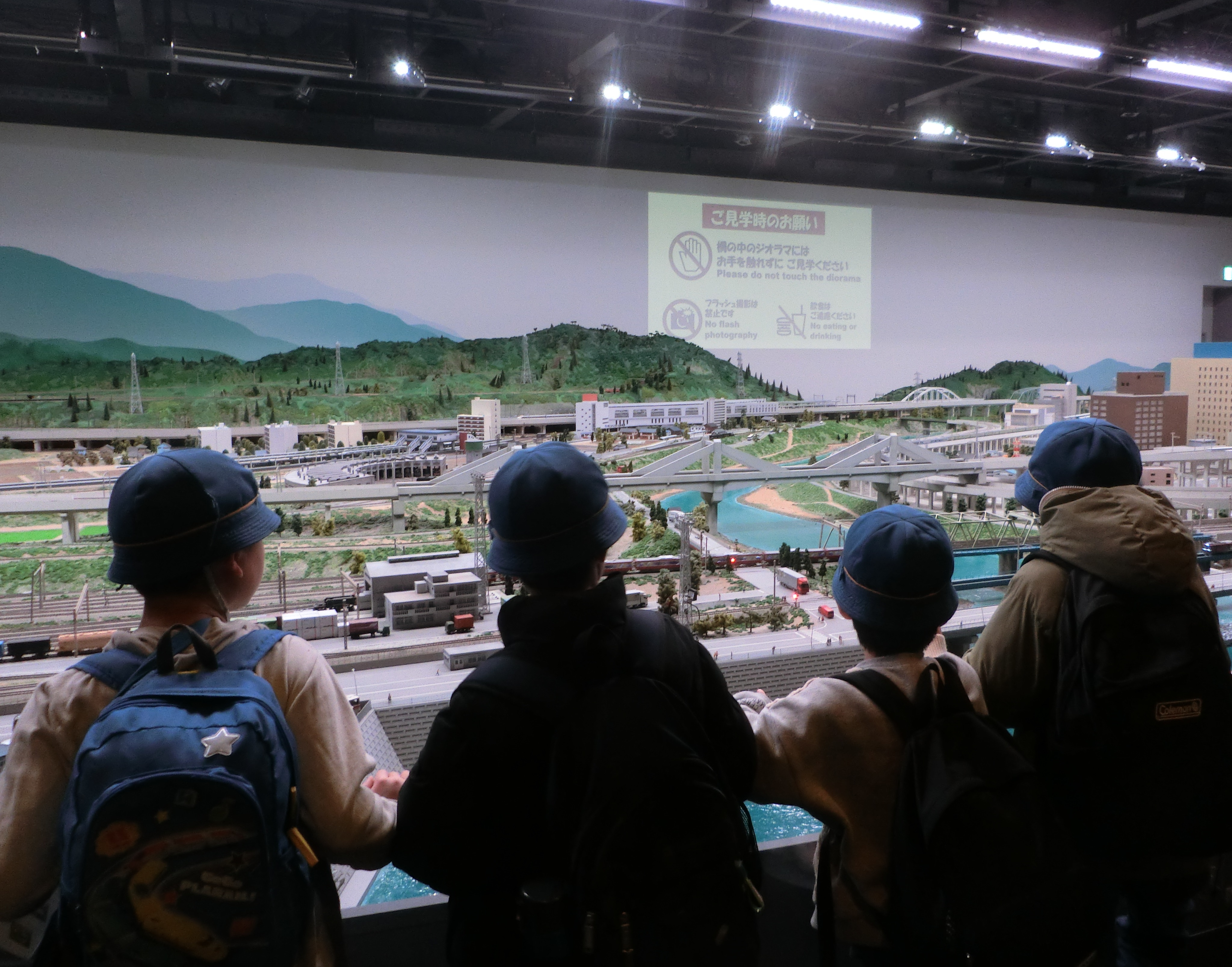 ジオラマ模型を見ている様子