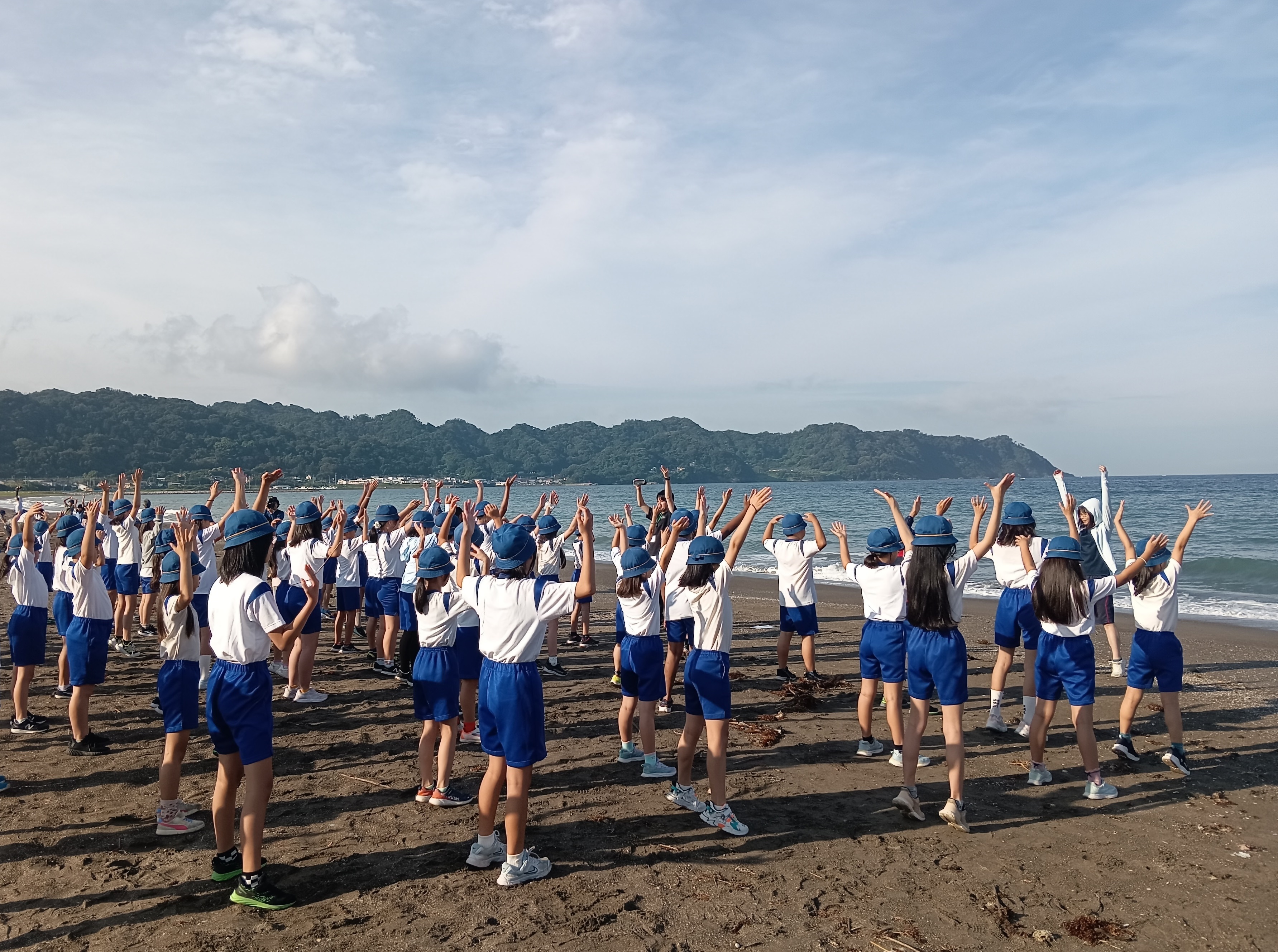 海岸での体操