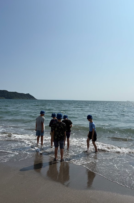 海岸散策をしている様子