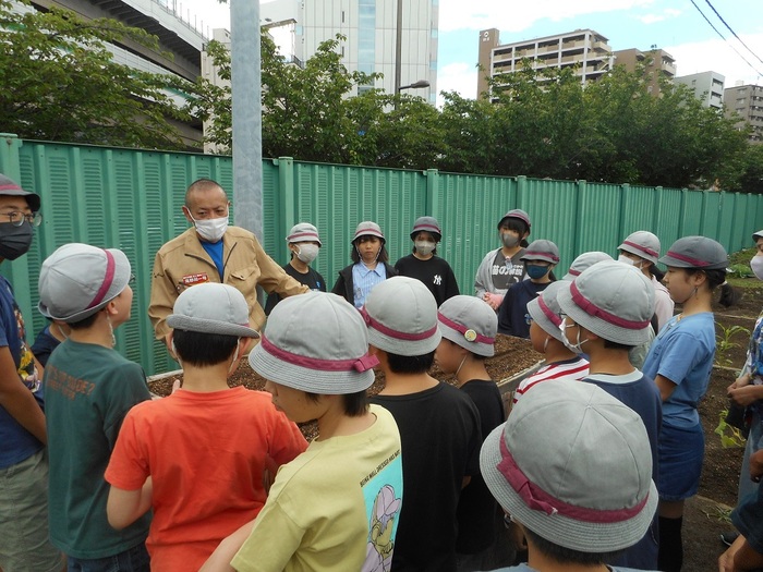 滝野川ごぼうについて説明を受けている写真