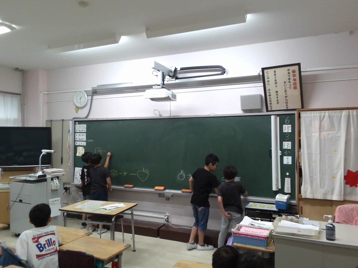 縦割り班活動での絵しりとり写真