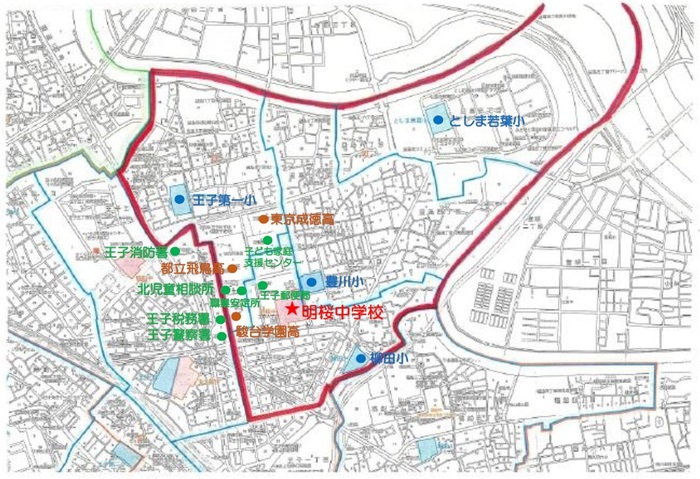 明桜中学区域図
