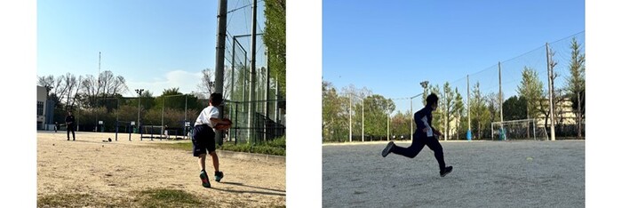 校庭での部活動の様子