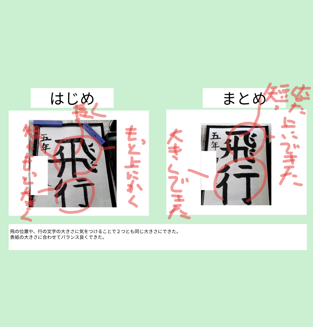 児童がきたコンで振り返りをした画面